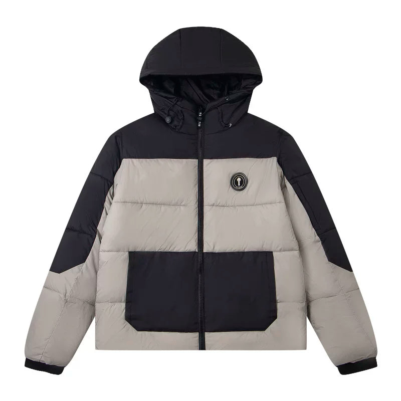 Trapstar Colorblock Hooded PuffereJacket - Khaki/Black