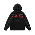 Trapstar Style Autumn/Winter Contrast Stitching Logo Hoodie - Black/Red