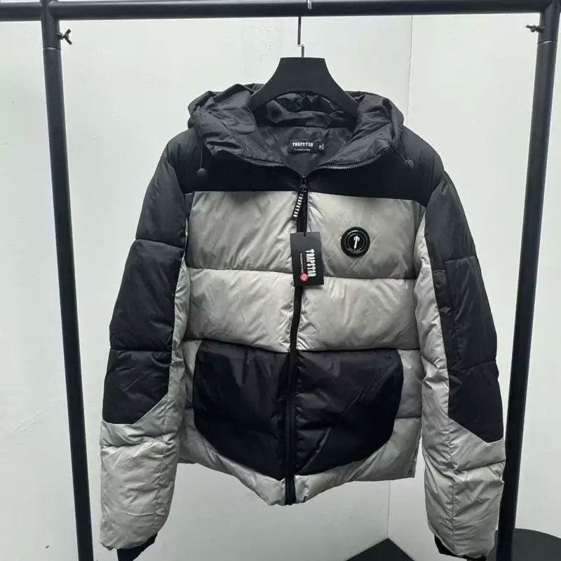 Trapstar Colorblock Hooded PuffereJacket - Khaki/Black