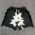 Billionaire Studios Frayed Edge Star Applique Shorts - Black/White