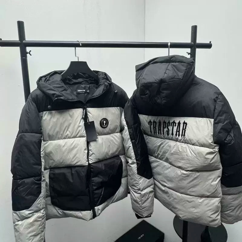 Trapstar Colorblock Hooded PuffereJacket - Khaki/Black