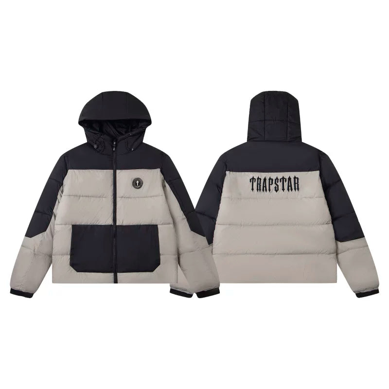 Trapstar Colorblock Hooded PuffereJacket - Khaki/Black